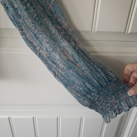 Ramy Brook Blue Paisley Sheer Silk Overlay Blouse XXS - Picture 3 of 6